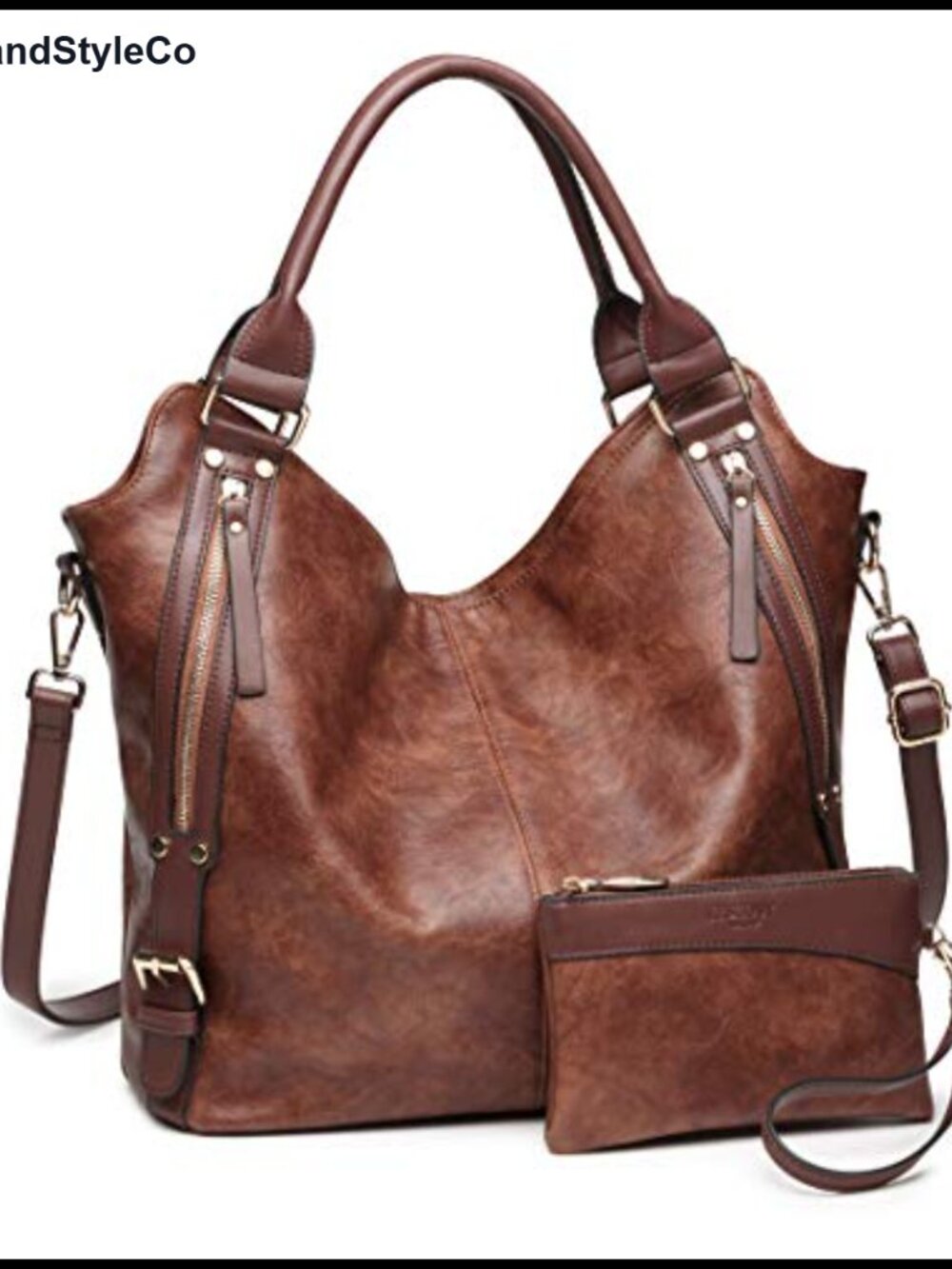 Anti-Scratch PU Leather Hobo Shoulder Bag with Wallet Clutch